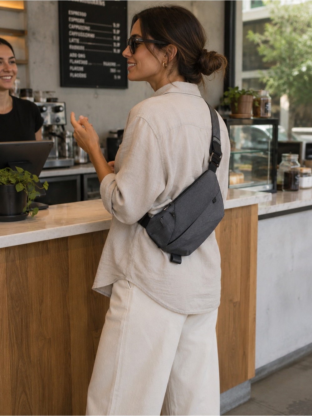 Wander+ Anti-Theft Travel Sling Bag Gray Crossbody RFID Minimalist